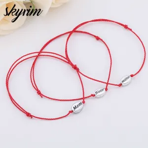 Skyrim Small Sliver Charm Bracelet  Mom Mother Sister Family Accessories Charms  Simple Rope String Bracelets for Women Gift