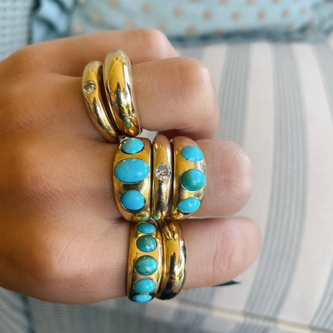 Sleeping Beauty Chunky Turquoise Dome Ring