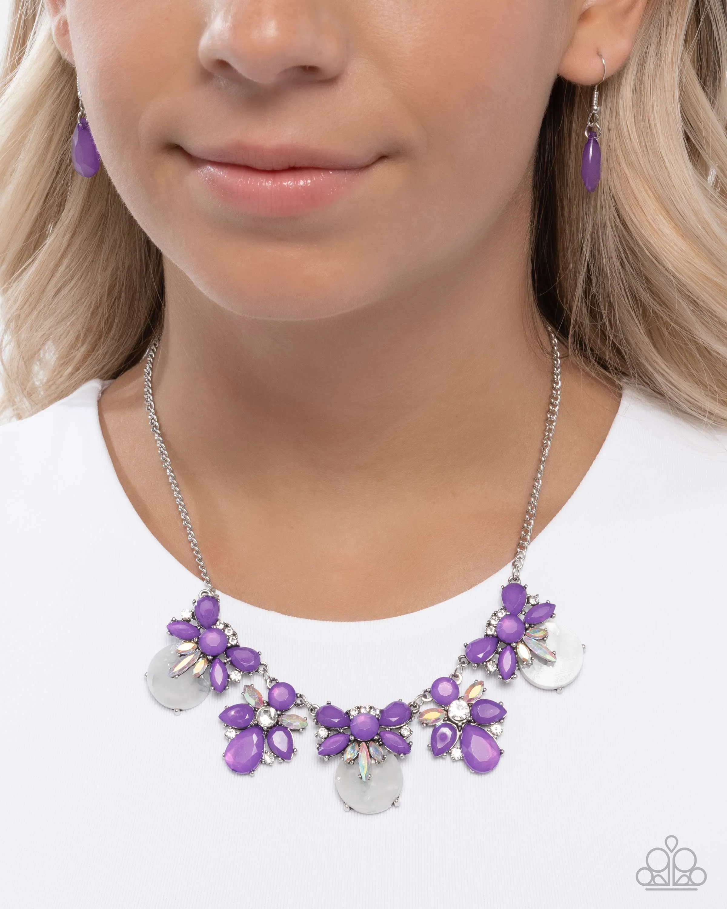 Socialite Statement - Purple - Bead and Iridescent Gem Paparazzi Short Necklace