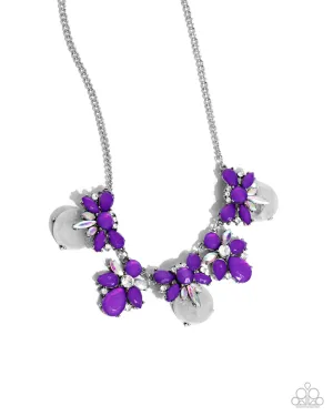 Socialite Statement - Purple - Bead and Iridescent Gem Paparazzi Short Necklace