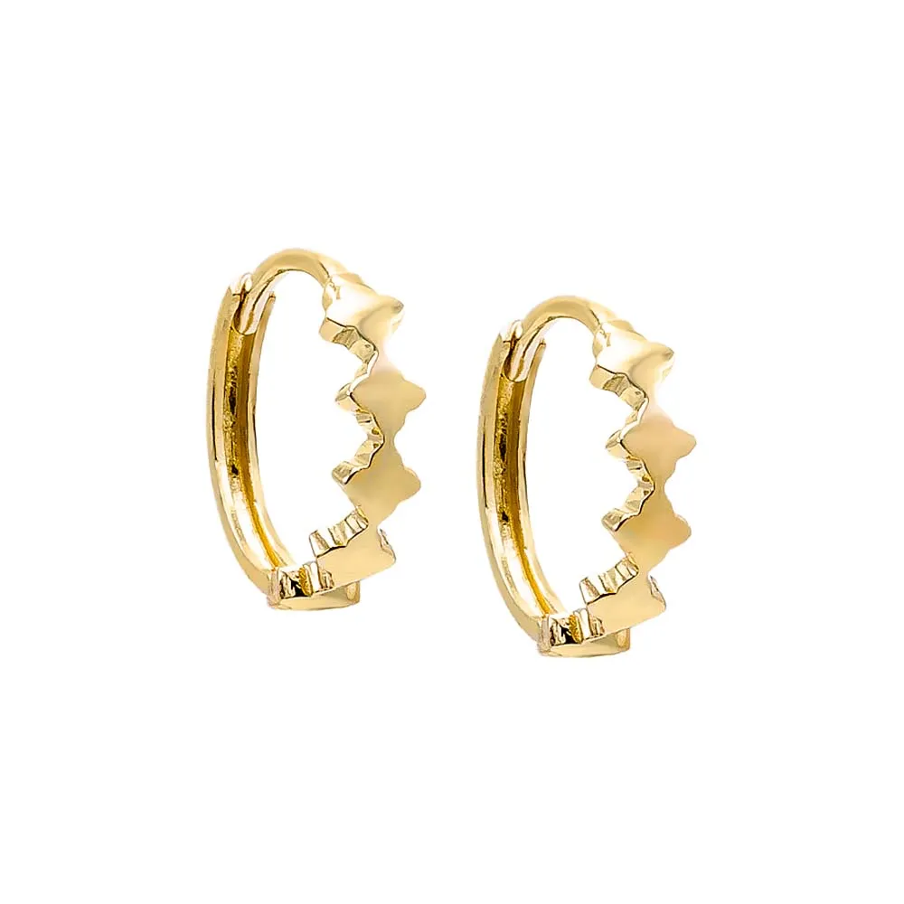 Solid Clovers Huggie Earring 14K