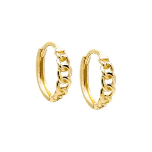 Solid Graduated Cuban Link Huggie Earring 14K