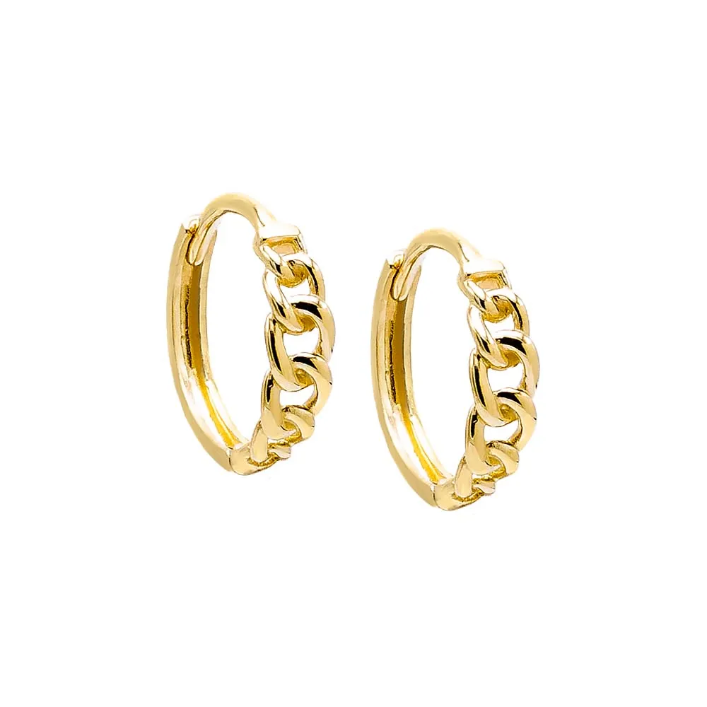 Solid Graduated Cuban Link Huggie Earring 14K