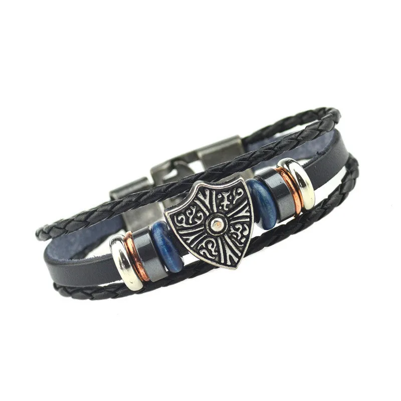 South Korea Fashion Popular Beaded /Wax /Skull /Anchor Rope Stainless Steel Accessories Charm Bracelet Punk Men Jewelry