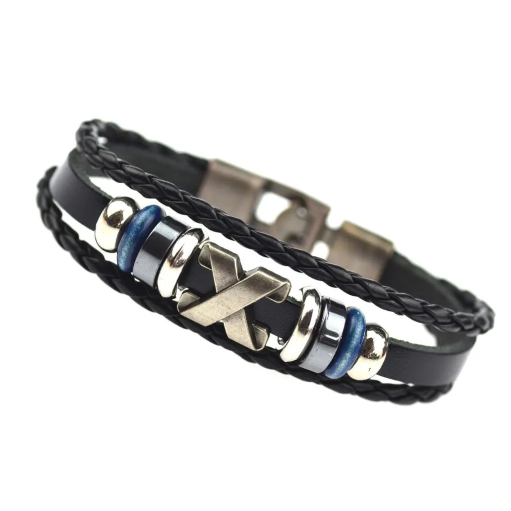 South Korea Fashion Popular Beaded /Wax /Skull /Anchor Rope Stainless Steel Accessories Charm Bracelet Punk Men Jewelry