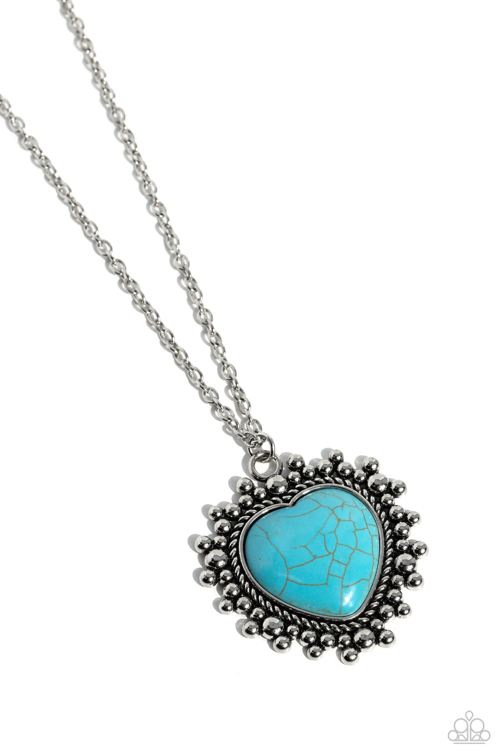 Southwestern Sentiment - Blue - Turquoise Stone Heart Paparazzi Long Necklace