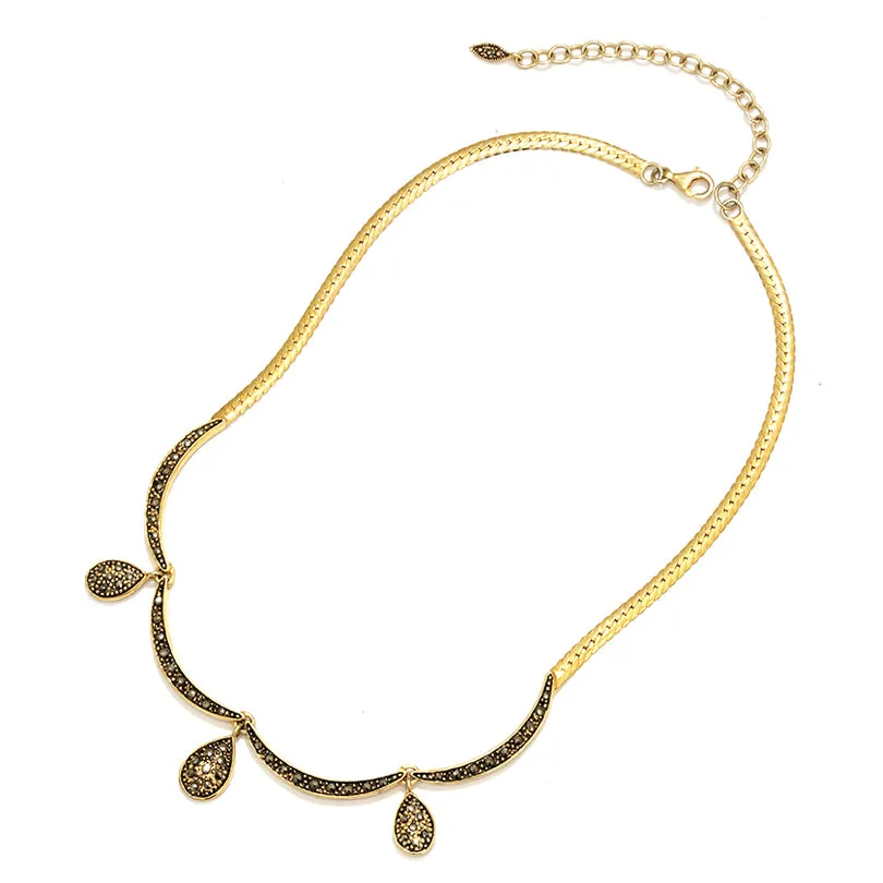 Sparkling Gold Plated Marcasite Statement Necklace