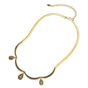 Sparkling Gold Plated Marcasite Statement Necklace