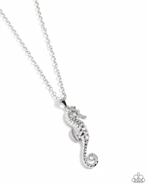 Sparkling Seahorse - Silver - Paparazzi Short Necklace