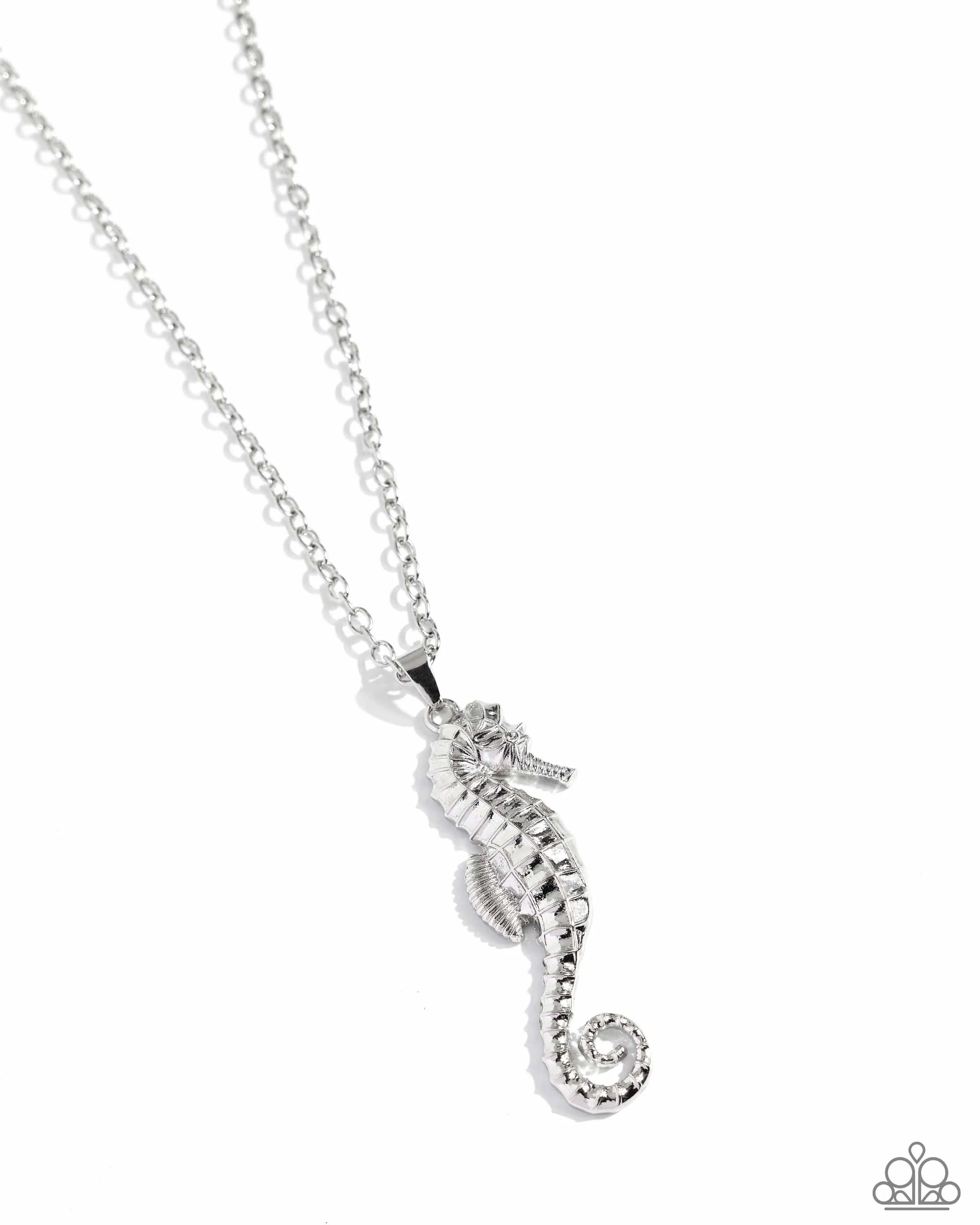 Sparkling Seahorse - Silver - Paparazzi Short Necklace