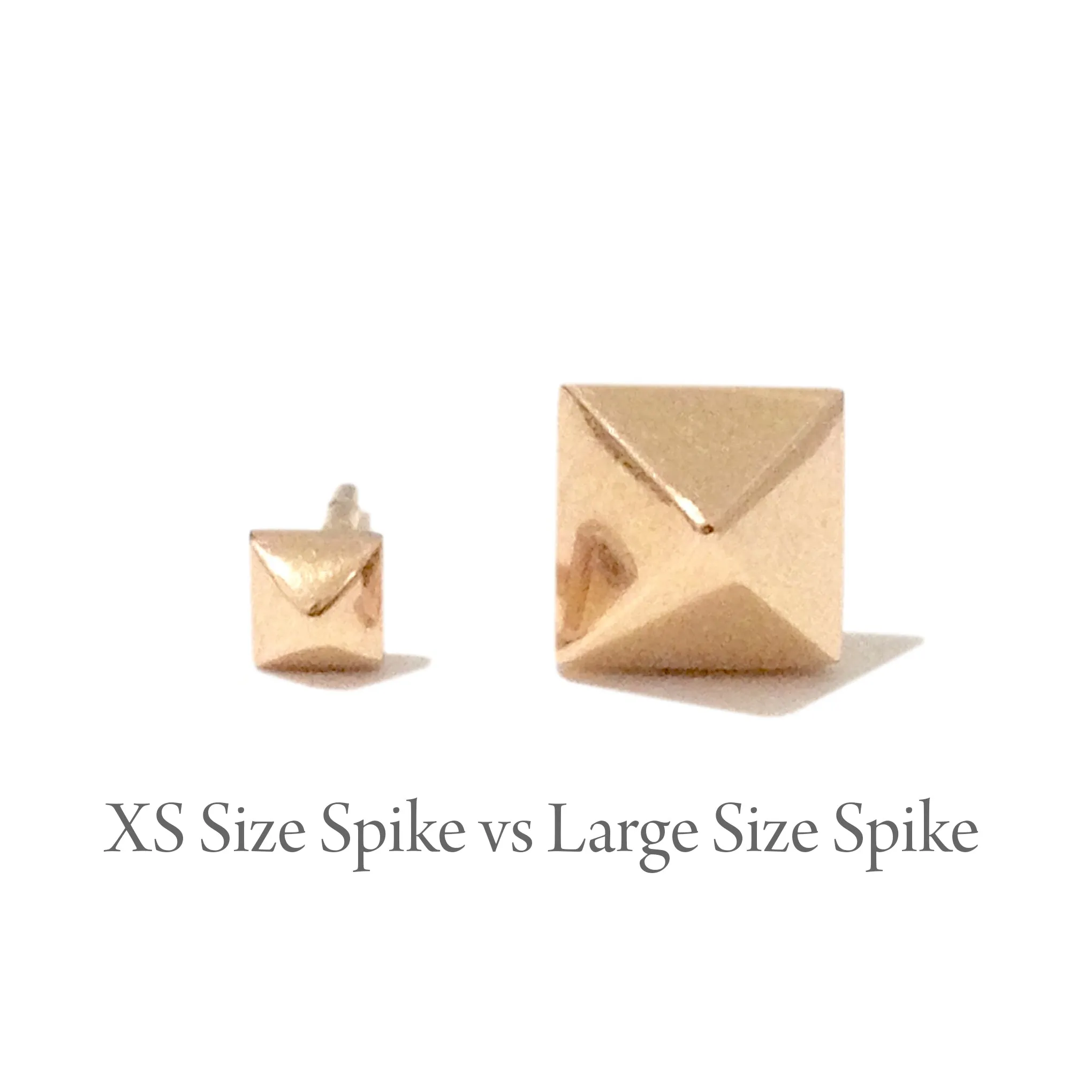 Spike Collection: 14K Gold Pyramid Spike Stud Earrings, Large Size