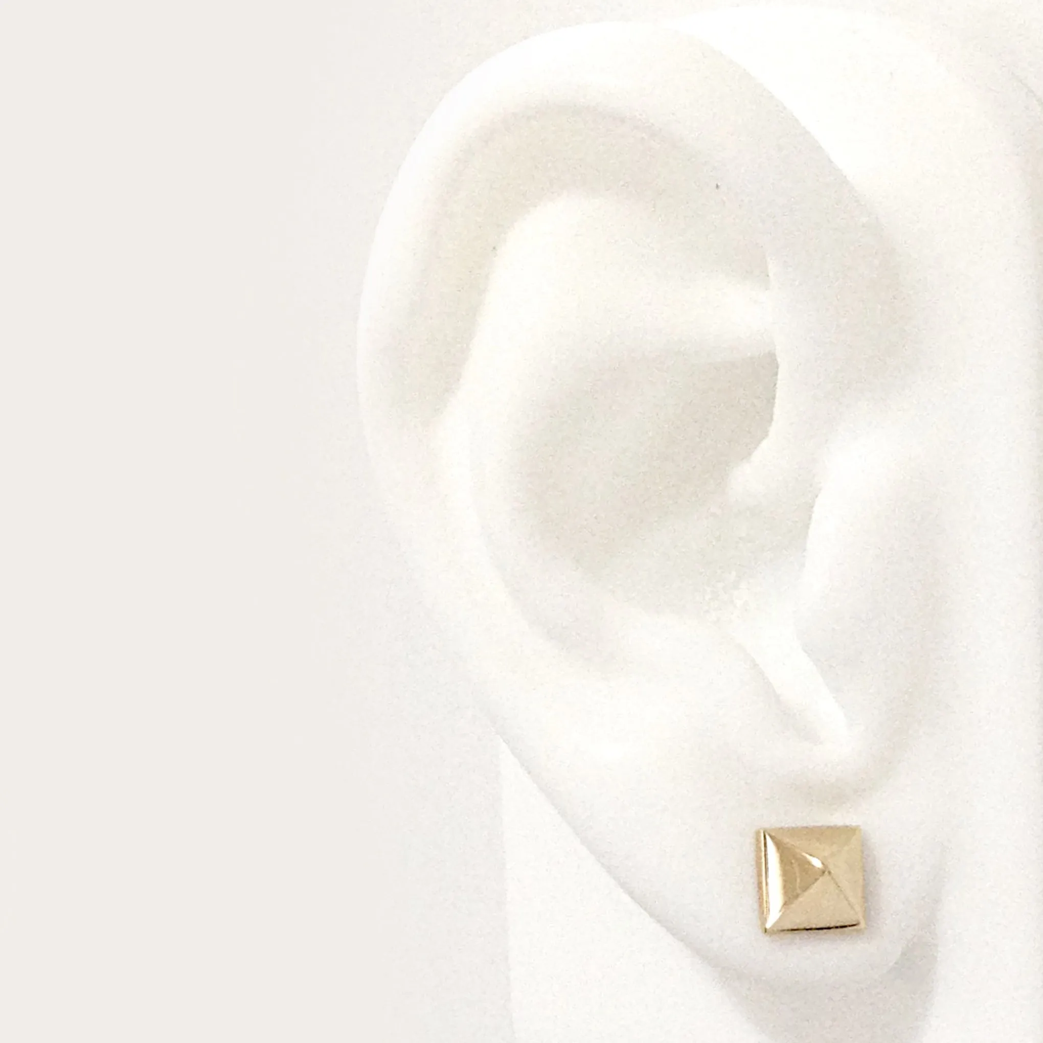 Spike Collection: 14K Gold Pyramid Spike Stud Earrings, Large Size