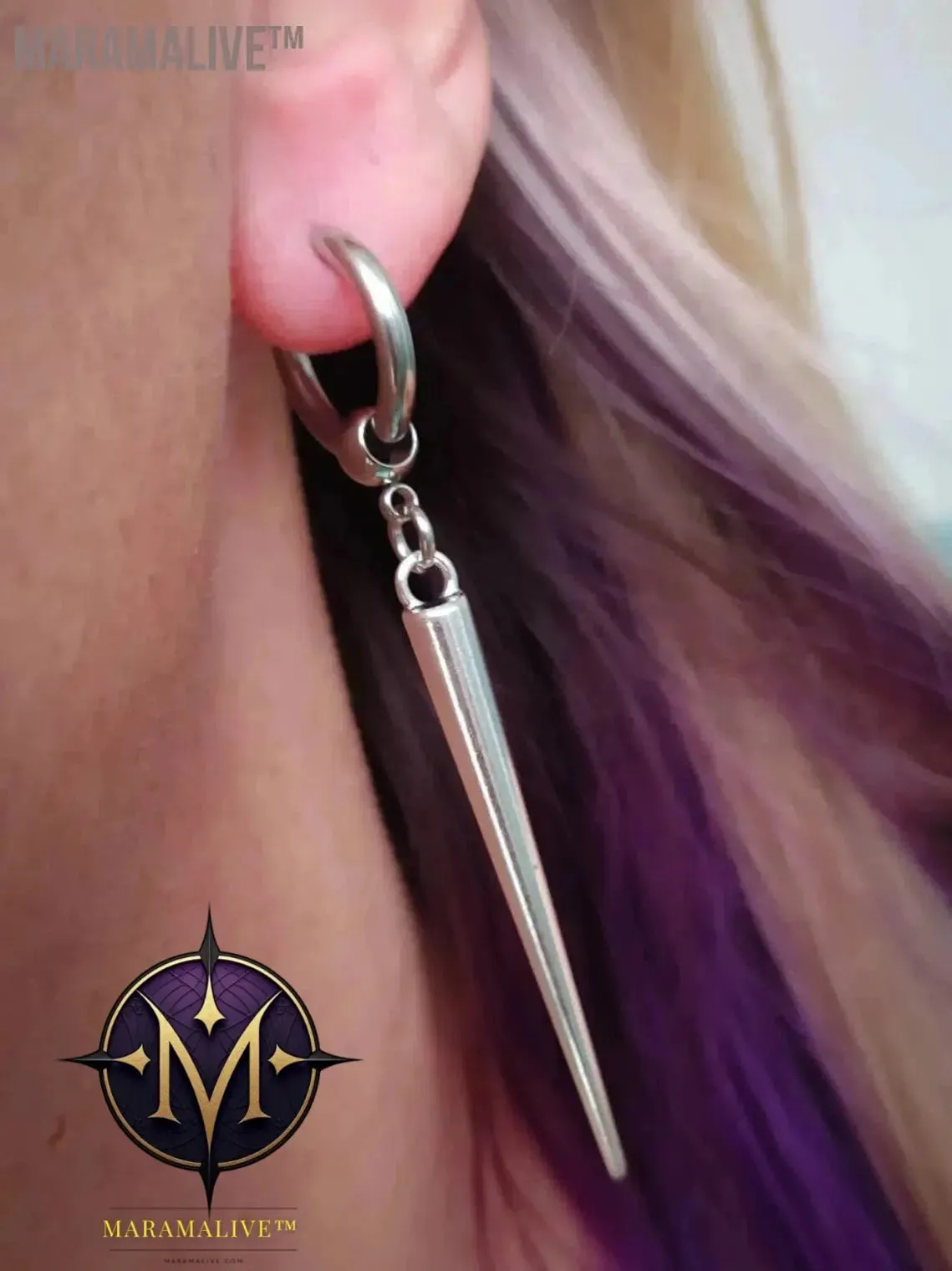 spike huggie hoop earrings, large spike, gothic earrings, punk, emo, alternative, women's earrings, mens jewelry