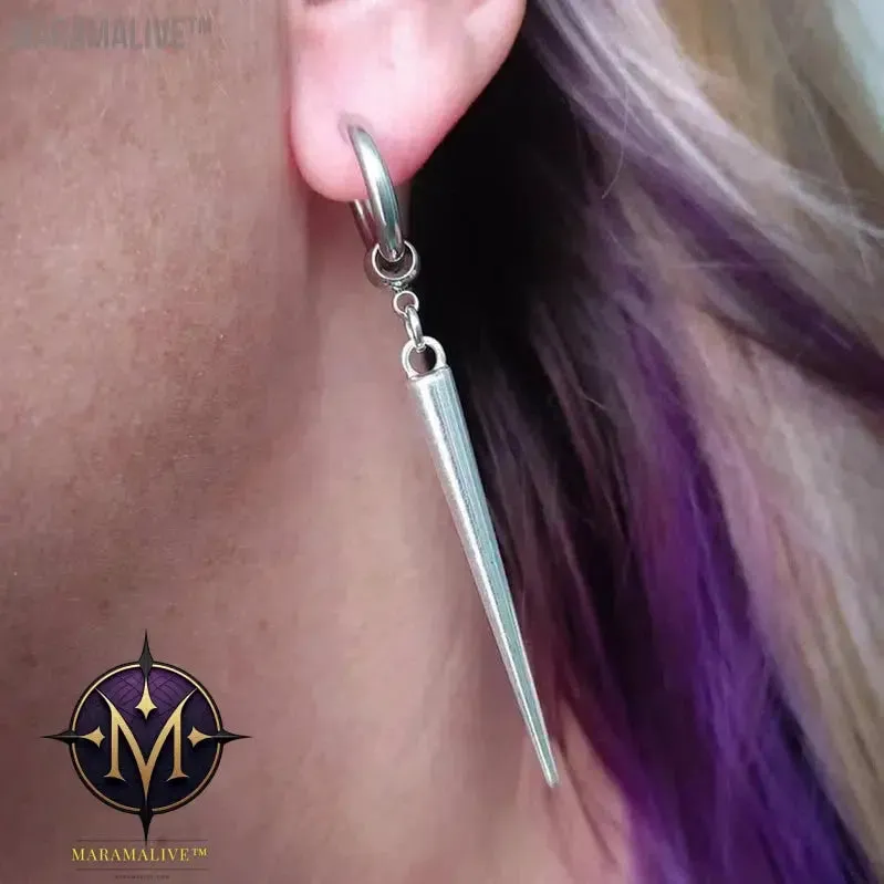 spike huggie hoop earrings, large spike, gothic earrings, punk, emo, alternative, women's earrings, mens jewelry
