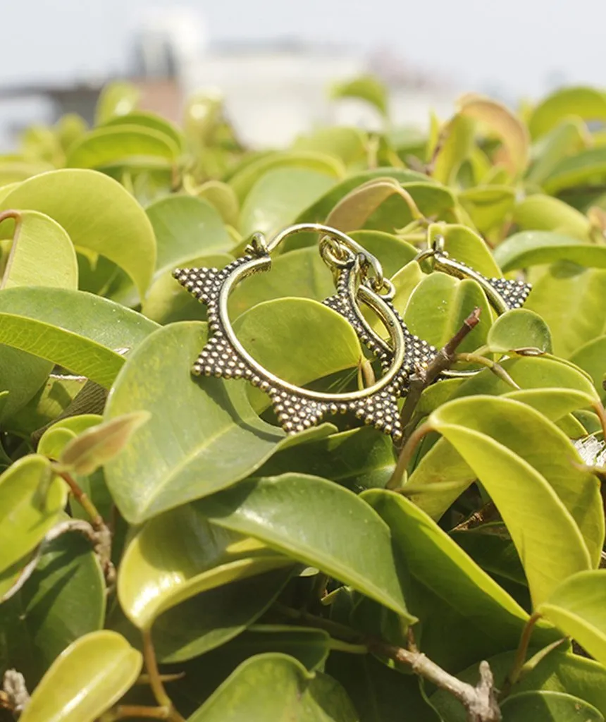 Spiked Brass Hoop Earrings - Handmade with Love, Hypoallergenic, 3cm Diameter