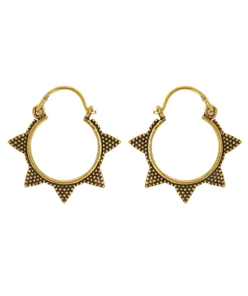 Spiked Brass Hoop Earrings - Handmade with Love, Hypoallergenic, 3cm Diameter
