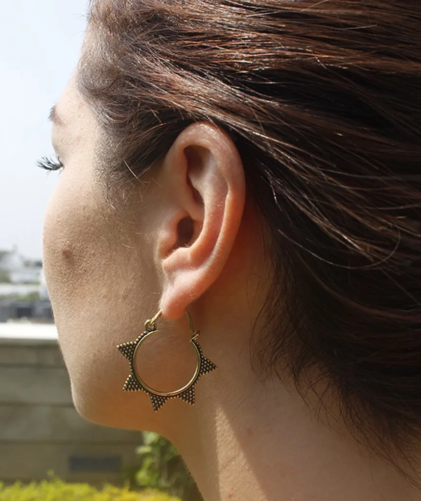 Spiked Brass Hoop Earrings - Handmade with Love, Hypoallergenic, 3cm Diameter