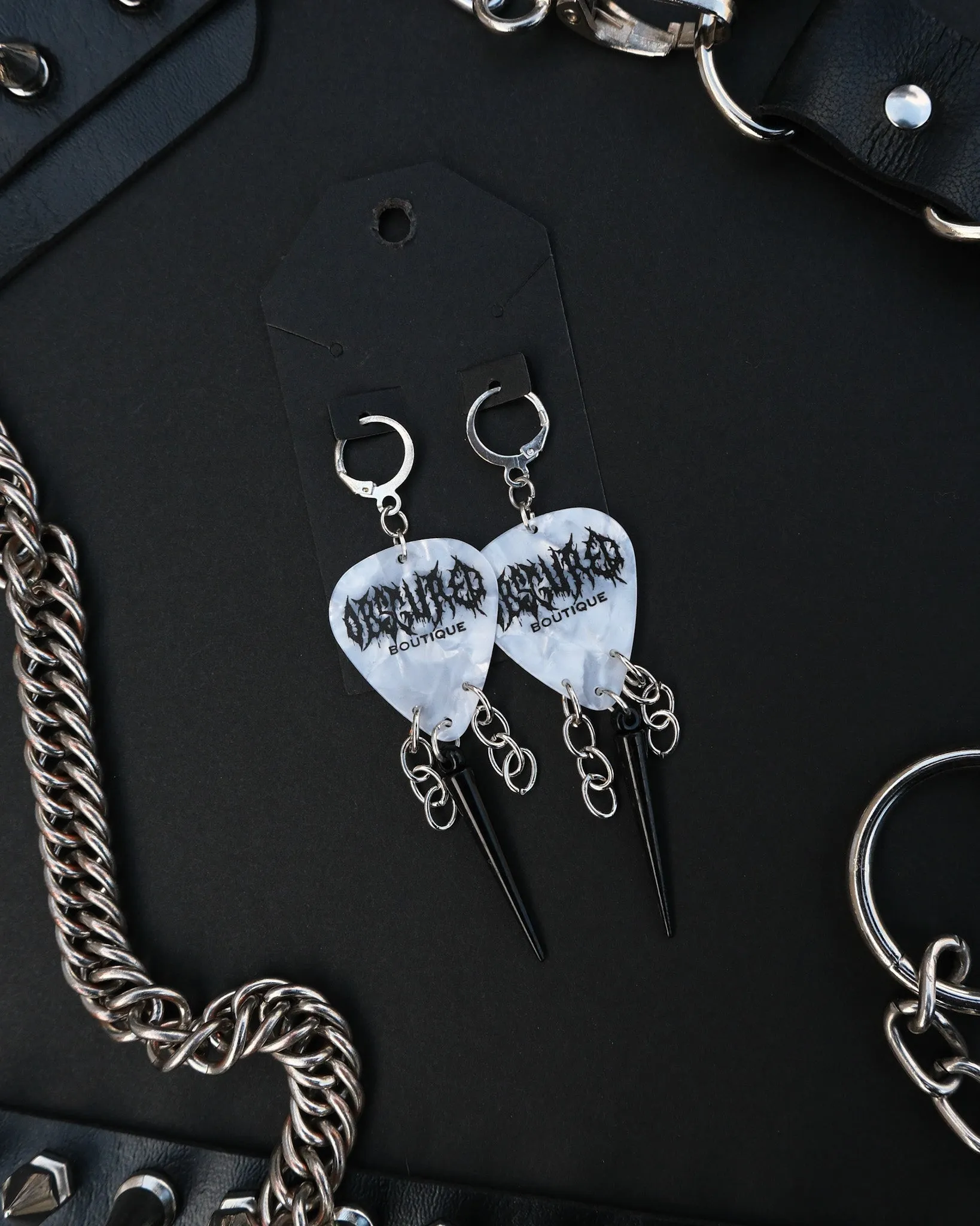 SPIKED GUITAR PICK EARRINGS - OBSCURED HANDMADE