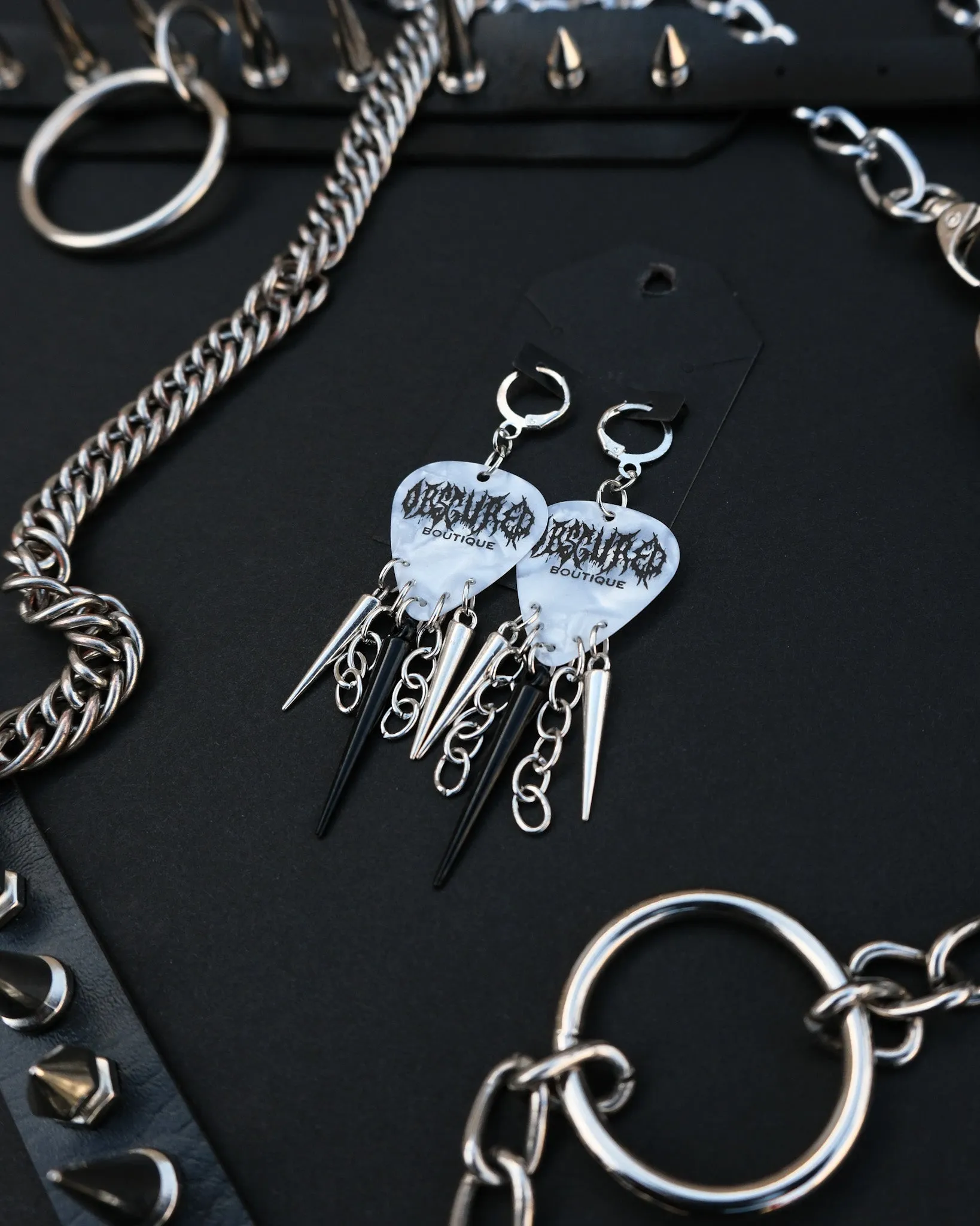 SPIKED GUITAR PICK EARRINGS - OBSCURED HANDMADE