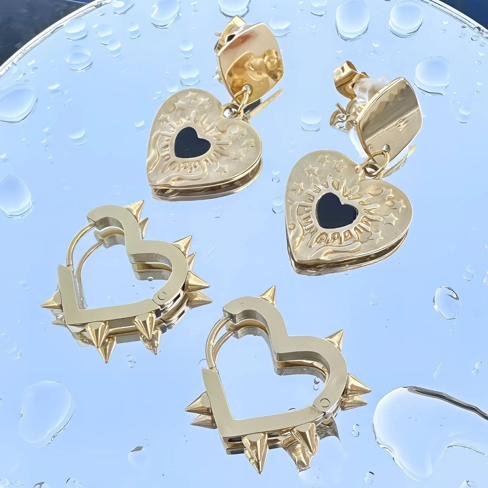Spiked Heart Hoops – 18K Gold-Plated, Tarnish-Free & Hypoallergenic