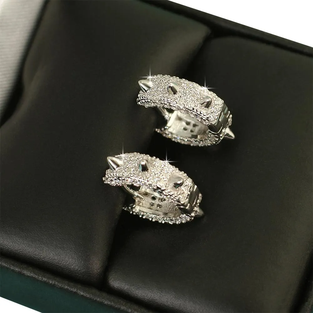 Spiked Hoop VVS Moissanite Earrings .925 Sterling Silver