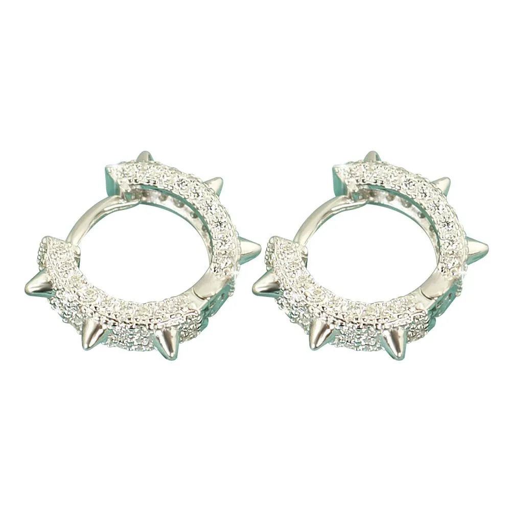 Spiked Hoop VVS Moissanite Earrings .925 Sterling Silver