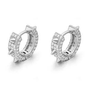 Spiked Hoop VVS Moissanite Earrings .925 Sterling Silver