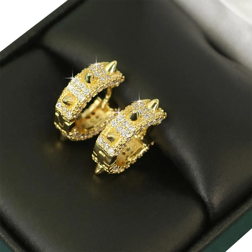 Spiked Hoop VVS Moissanite Earrings .925 Sterling Silver