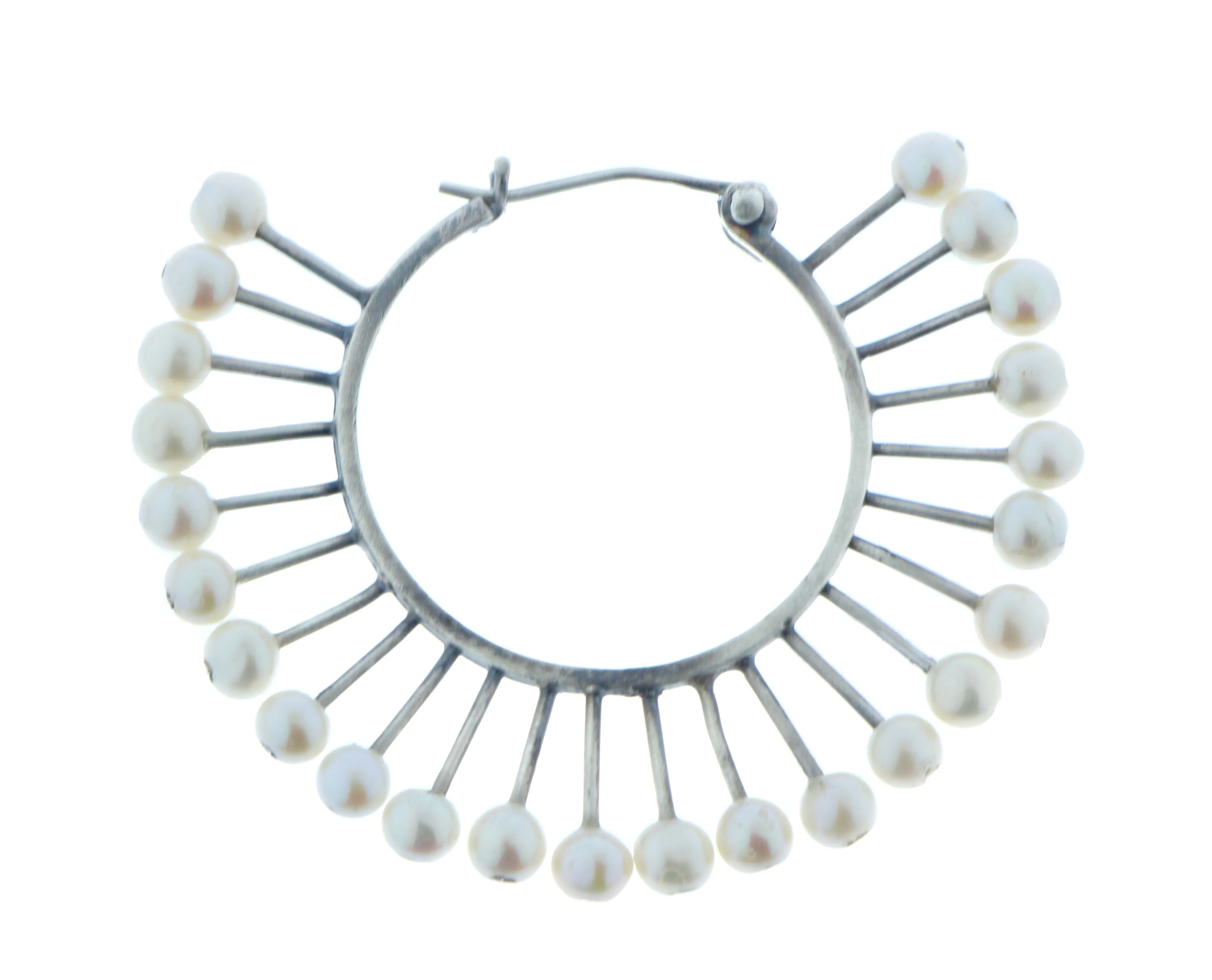 Spiked pearl hoop earring