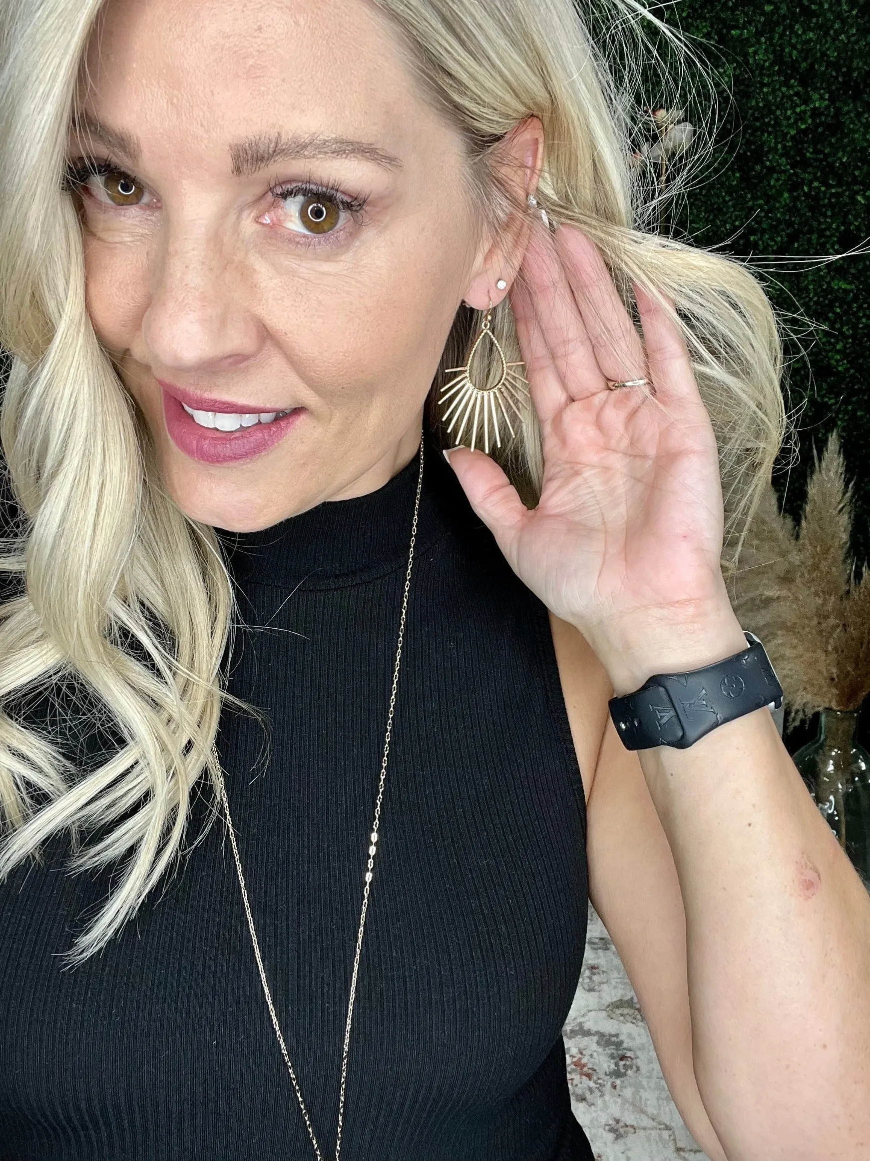Spiked Starburst Teardrop Earrings, Matte Gold