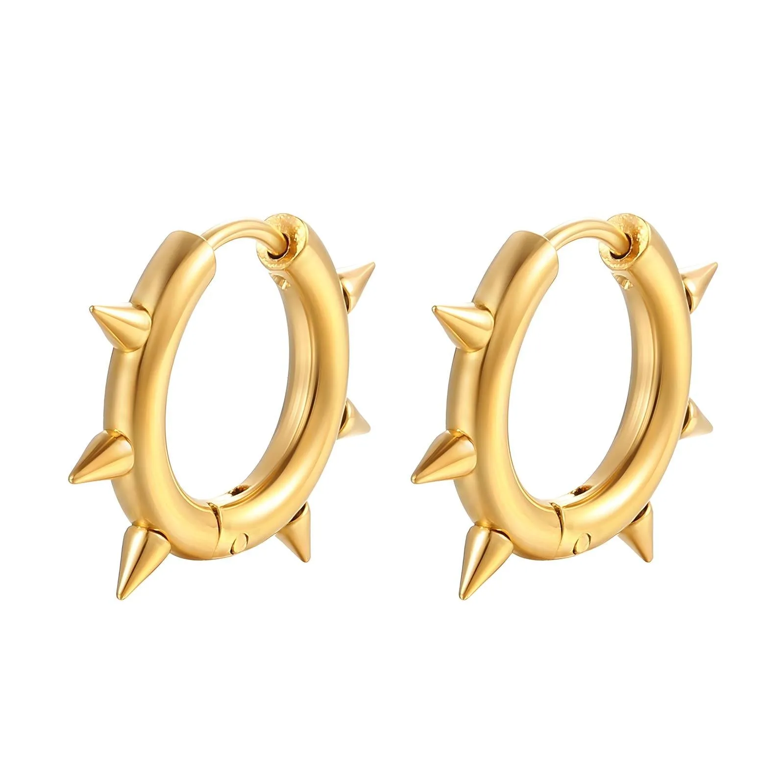 Spiked Stud Hoops – 18K Gold-Plated, Tarnish-Free & Hypoallergenic