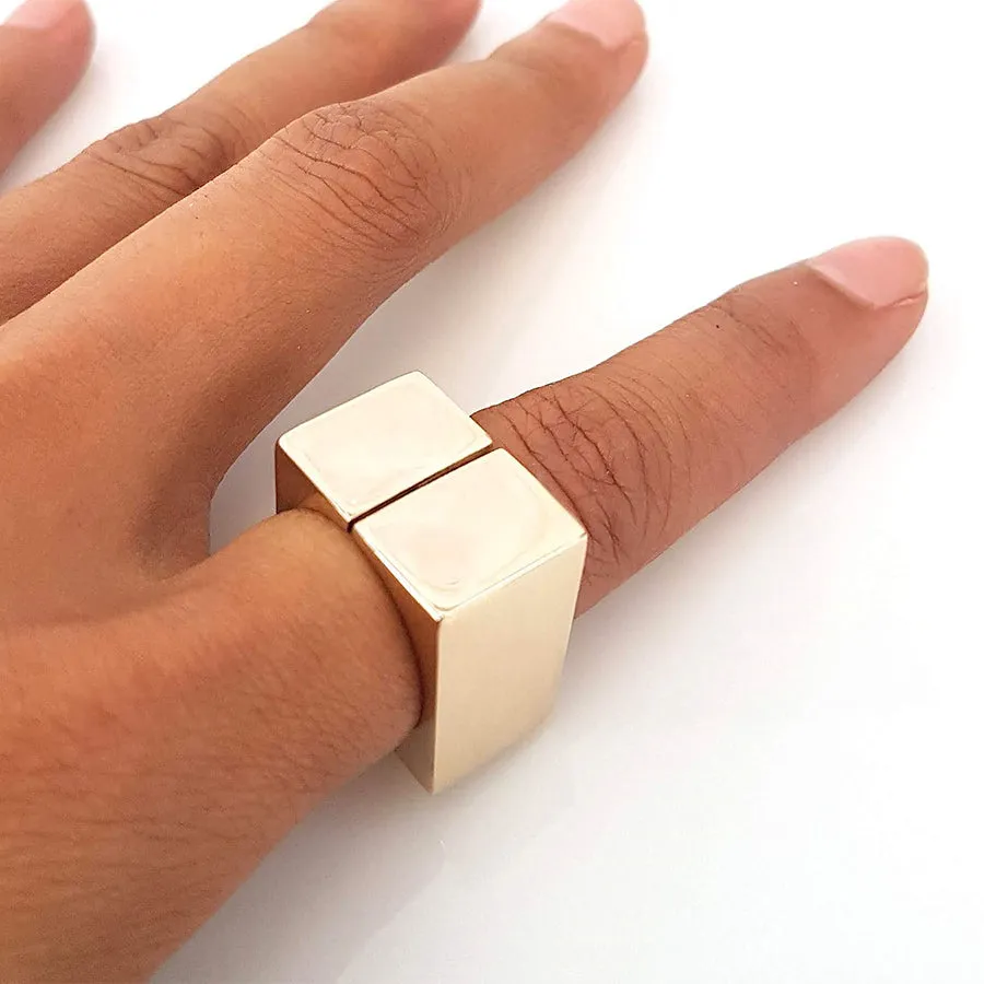 Square Bronze Split Shank Ring