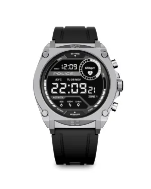 Stainless Steel Case & LED Screen Smart Watch With Rubber Strap - Black