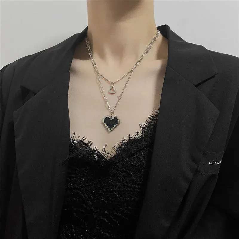 Stainless Steel Choker Layered Necklace Women Punk Trendy Dainty Chain Statement Pendant Hip Hop Jewelry