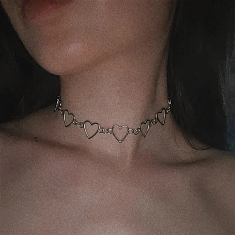 Stainless Steel Choker Layered Necklace Women Punk Trendy Dainty Chain Statement Pendant Hip Hop Jewelry
