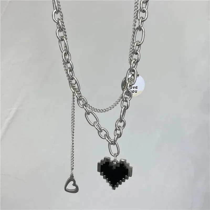 Stainless Steel Choker Layered Necklace Women Punk Trendy Dainty Chain Statement Pendant Hip Hop Jewelry