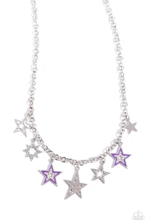 Starstruck Sentiment - Purple - Painted and White Rhinestone Star Paparazzi Short Necklace