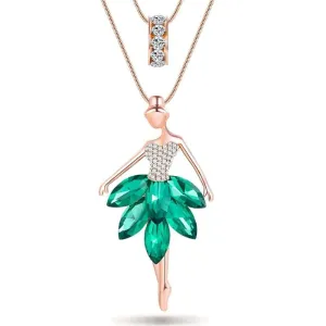 Statement Maxi Alloy Enamel Dance Ballet Girl Fairy Angel Necklace