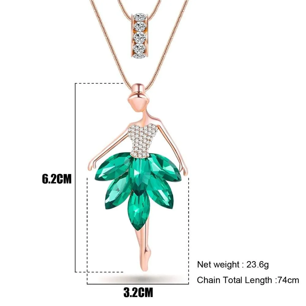 Statement Maxi Alloy Enamel Dance Ballet Girl Fairy Angel Necklace