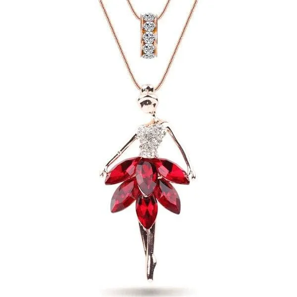 Statement Maxi Alloy Enamel Dance Ballet Girl Fairy Angel Necklace