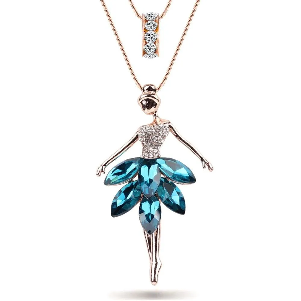 Statement Maxi Alloy Enamel Dance Ballet Girl Fairy Angel Necklace