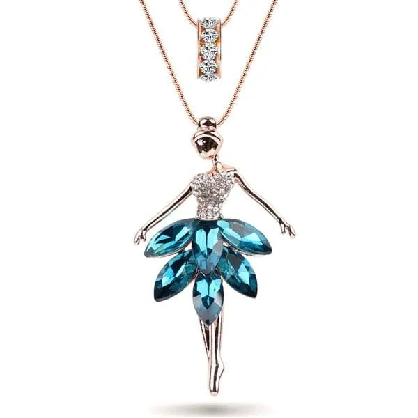 Statement Maxi Alloy Enamel Dance Ballet Girl Fairy Angel Necklace