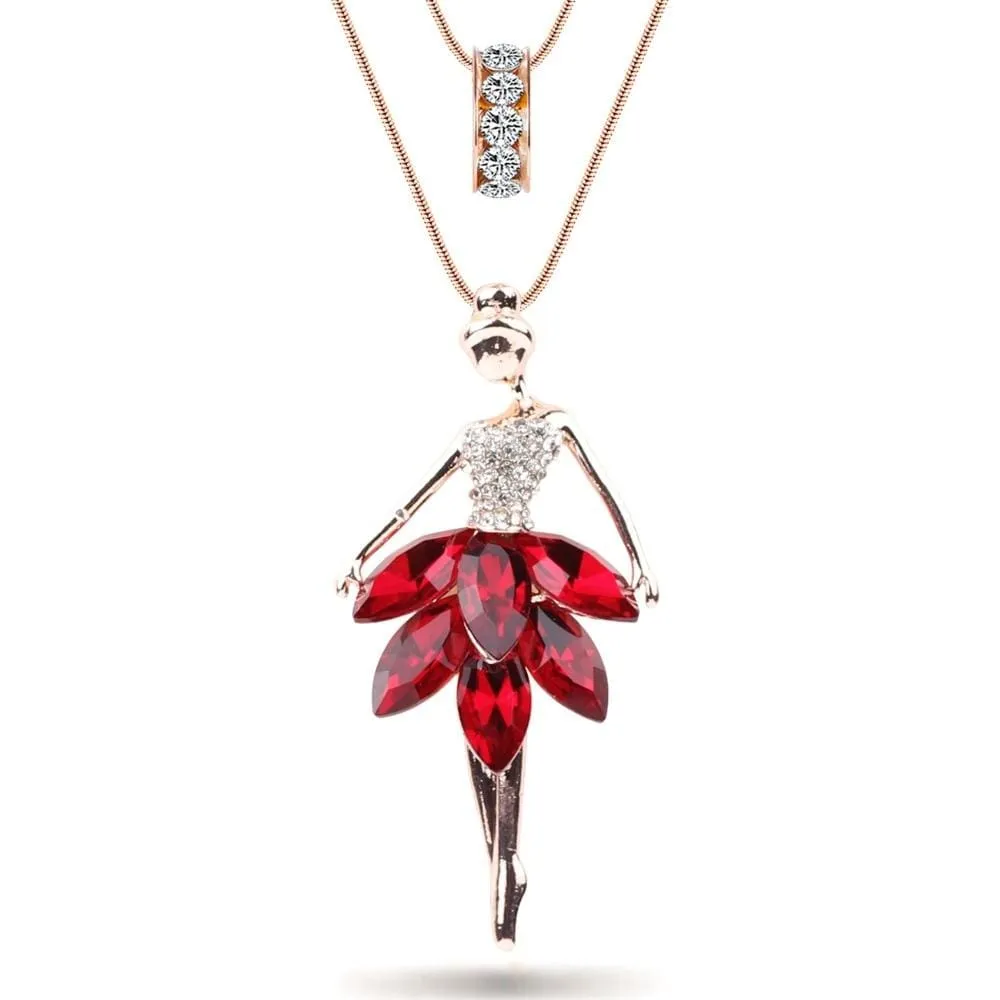 Statement Maxi Alloy Enamel Dance Ballet Girl Fairy Angel Necklace