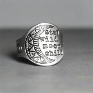 Stay Wild Moon Child Silver Ring