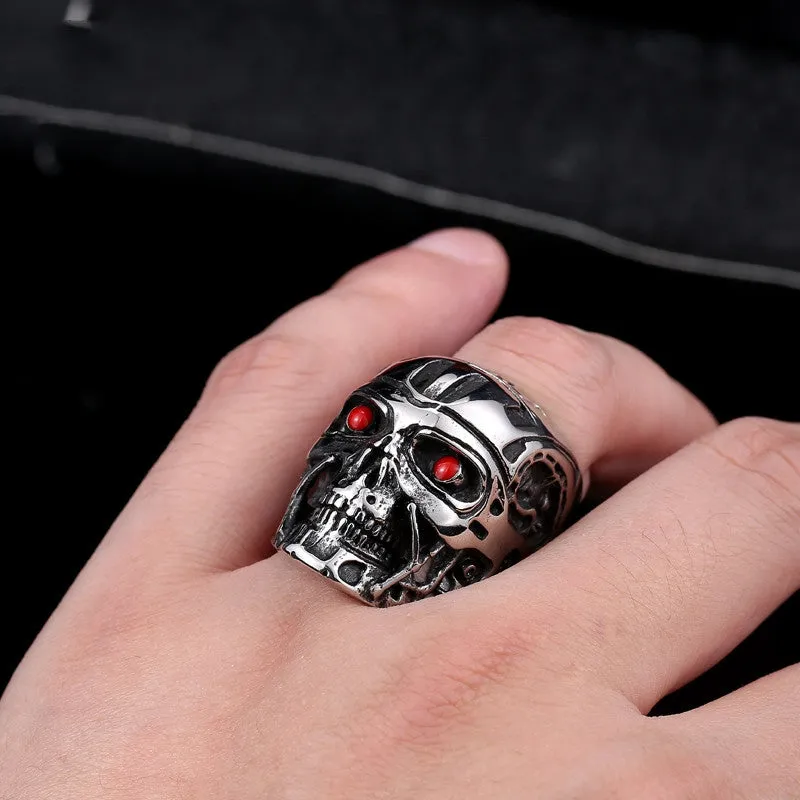 Steel soldier movie ring terminator men punk ring arnold schwarzenegger actor stainless steel jewelry