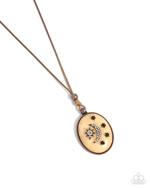 Stellar Service - Copper - Moon and Stars Brown Stone Paparazzi Long Necklace