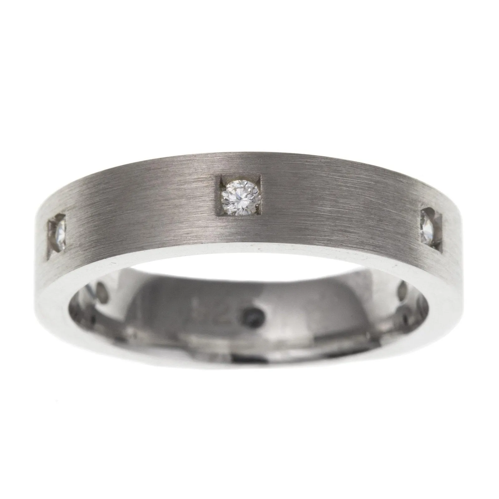 Sterling Silver & Cubic Zirconia Satin Finish Dot Flat 5mm Band Wedding Ring Size : M 1/2