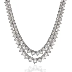 Sterling Silver Graduated Prong Set Double Strand Necklace