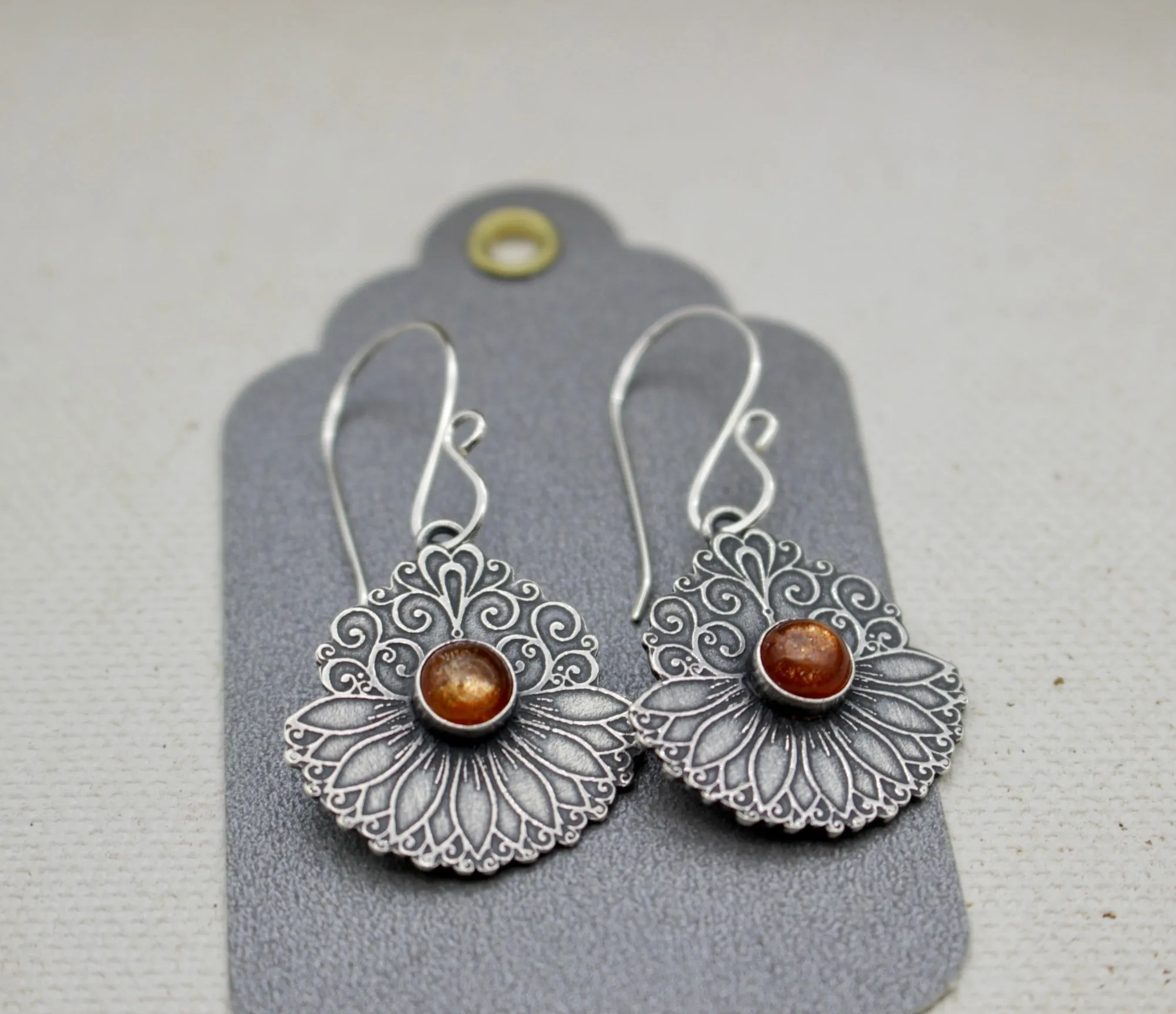 Sterling silver Lotus earrings