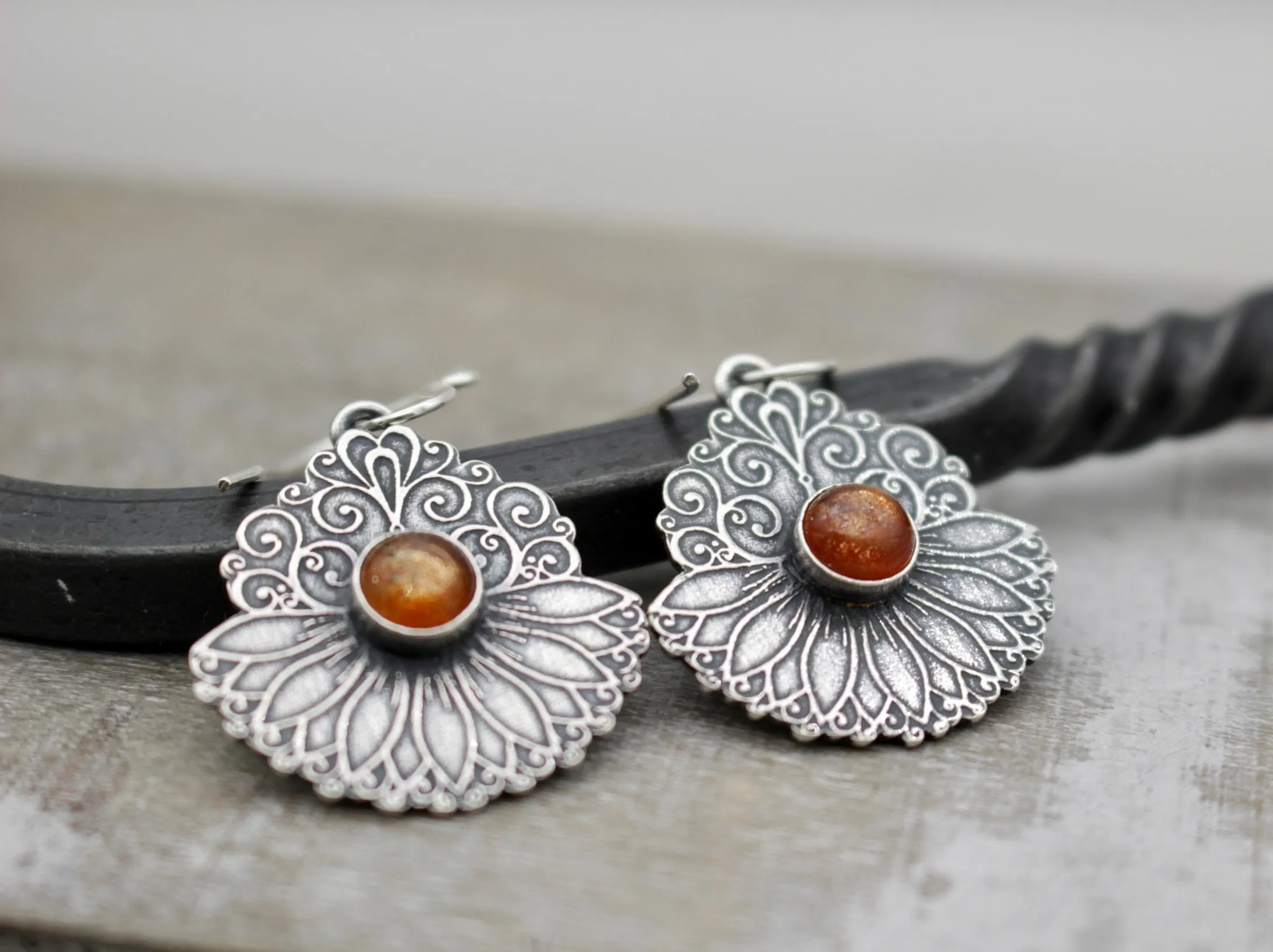 Sterling silver Lotus earrings